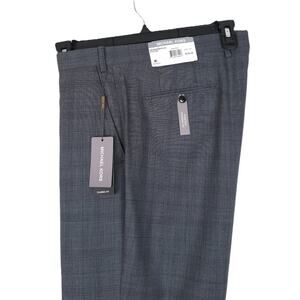 Michael Kors Men's Classic-Fit Stretch Wool Suit Pants Grey Blue Plaid 42x30 NWT
